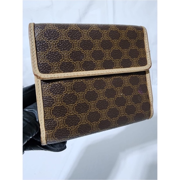 Authentic Celine Macadam Compact Wallet Beige/Brown - Picture 5 of 13